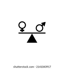 Gender Equality Icon. Balance Symbol With Gender Signs Shows Equal Weight. Isolated Vector Illustration On White Background.