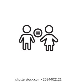 Gender equality icon black and white vector outline sign