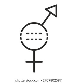 Icono de igualdad de género, símbolo en blanco y negro