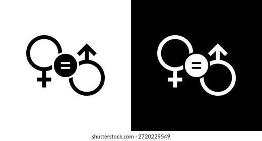 Icono de igualdad de género relleno en blanco y negro.