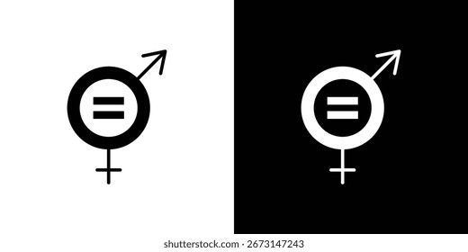 Colección de ícono de igualdad de género. Ilustración vectorial rellena en blanco y negro.