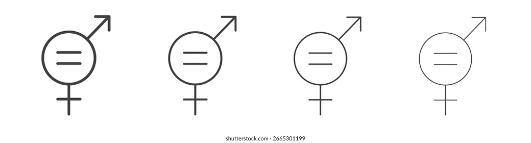 Gender equality icon concept outline symbol design.