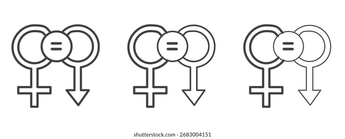 Gender equality icon - editable stroke vector illustration