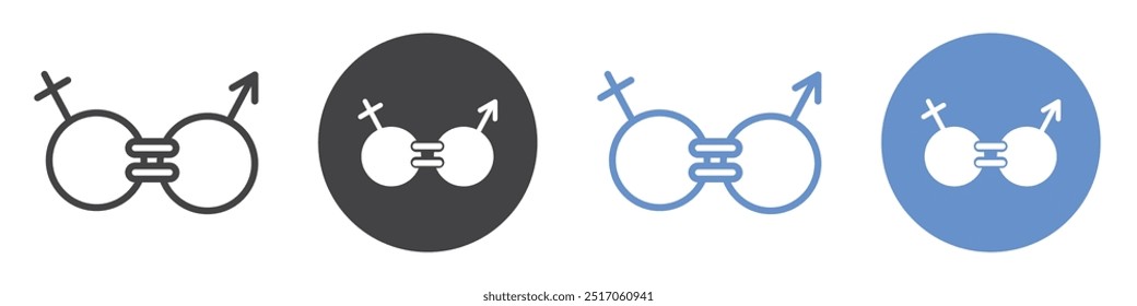 Gender equality icon flat line symbol set.