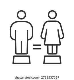 Icono de igualdad de género en el diseño de línea. igualdad, género, derechos, equilibrio, inclusión, personas, sociedad sobre fondo blanco. Vector de igualdad de género
