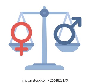 Gender Equality Icon. Male And Female Gender Sign Showing Equal Weight. Vector Flat Illustration 