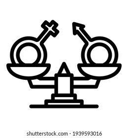 Gleichstellungssymbol. Umriss der Geschlechtergleichstellung, Vektorsymbol für Webdesign einzeln auf weißem Hintergrund
