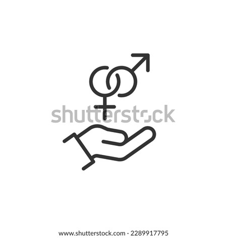 Gender equality icon. Parity symbol. Equal opportunities concept. Linear vector illustration isolated on white background.