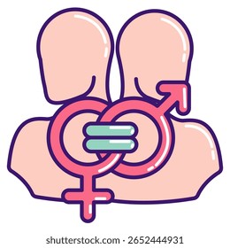Icono de igualdad de género representado por el símbolo de género Estilo de color lineal.