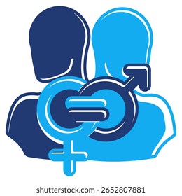Gender Equality icon represented by gender symbol Dualtone style.
