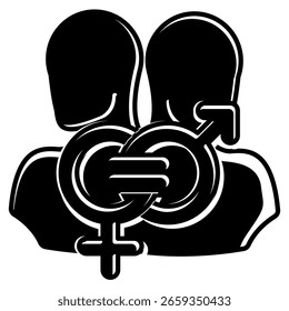 Icono de igualdad de género representado por el símbolo de género Estilo relleno negro.