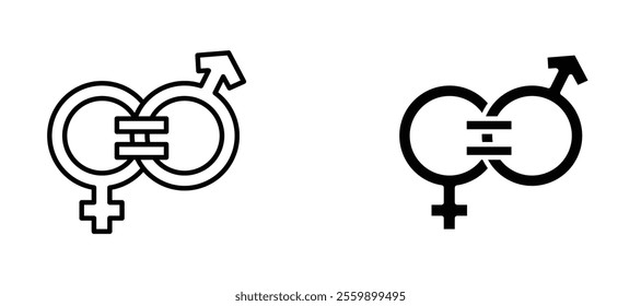Gender equality Icon set in black color for ui designs
