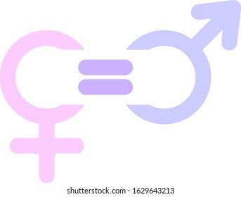 Gender Equality Icon. Gender Equality Symbol. Gender Equality Sign. Isolated. Concept Modern Art. White Background.