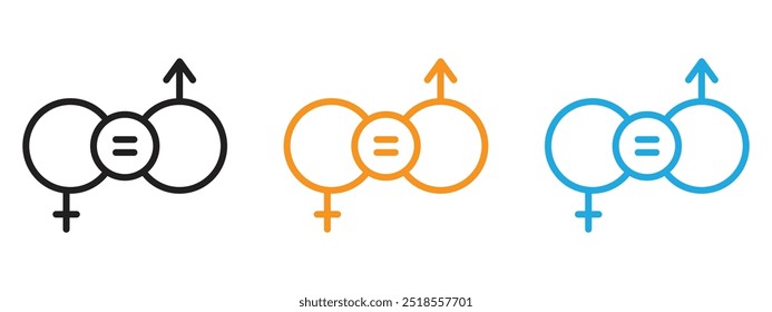 Gender equality icon Thin line illustration set