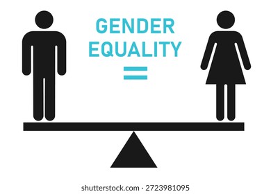Symbol für Geschlechtergleichstellung, Vektor. Symbol für das Gleichstellungskonzept. Männer und Frauen fühlen sich gleich ungleich, Skala auf Skalen Symbol. Mann und Frau einfache Ikone flachen Stil. Vektorgrafik.