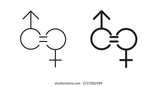 Conjunto de ícones de igualdade de gênero. Ilustração de vetor de linha simples