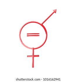 Gender equality, also known as sexual equality vector chalk imitation sign. Gender unity promotion.