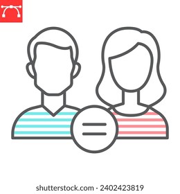Gender equality line icon, LGBT and sexism, equality vector icon, vector graphics, editable stroke outline sign, eps 10.