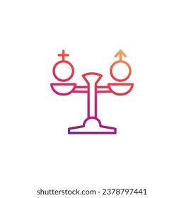 gender equality line vector icon with scales