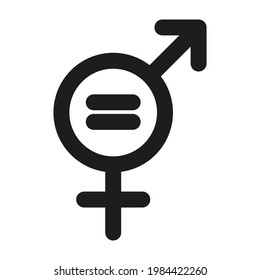 Gender equality logo concept. Gender symbol simple silhouette. Black icon isolated on white background. Vector illustration.