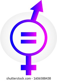 The Gender Equality Mark. Isolated gradient symbol of the male and female sexes with the sign of equality. Pink and blue. 