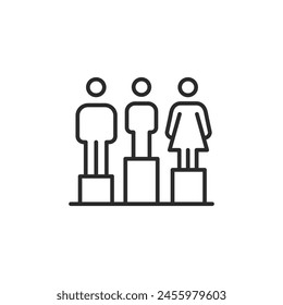 Gender Equality Podium icon. Simple illustration showing equal representation and standing for all genders. Ideal for use in discussions about gender equality and diversity. Vector illustration