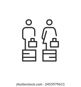 Icono de Salario de Igualdad de Género. Representación simple de la igualdad salarial de género en el lugar de trabajo. Adecuado para discusiones sobre equidad financiera, políticas de recursos humanos, programas de igualdad corporativa. Ilustración vectorial