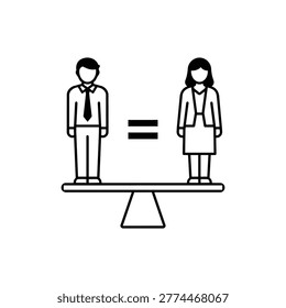 Gender equality scale icon with gender equality scale and man woman symbol for Social Governance workplace equity