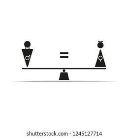 Gender equality sign vector icon. Men and women are equal. Scale