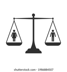 gender equality stock vector illustration. the image of male and female symbols on the scales. equal rights between women and men. scales symbolizing gender equality vector illustration. human rights