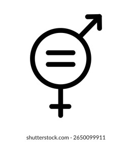 Gender equality symbol combining male and female signs with equal mark representing equity rights inclusion identity diversity fairness empowerment awareness