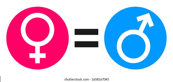 Gender equality symbol, equal rights icon design template, vector illustration