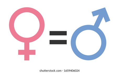 Símbolo de igualdad de género, plantilla de diseño de icono de igualdad de derechos, ilustración vectorial
