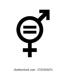 Gender Equality Symbol, Flat Vector Illustration Icon Signifies That Women And Men Should Always Have Equal Opportunities