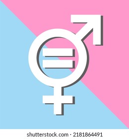 Gender Equality Symbol, Vector Illustration Icon That Shows Women And Men Should Always Have Equal Opportunities, Gender Equal Sign Vector Icon.