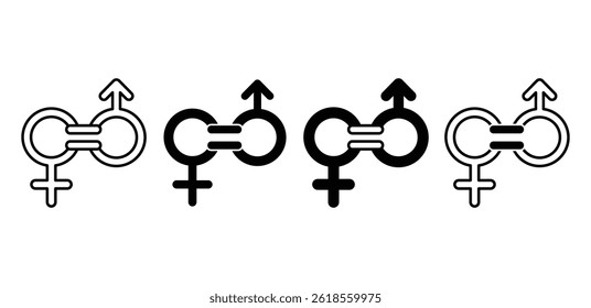 Gender Equality Symbols Intertwined Male and Female Icons Vector Design