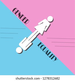 Gender equality vector concept with female and male icon symbol on pink and blue background