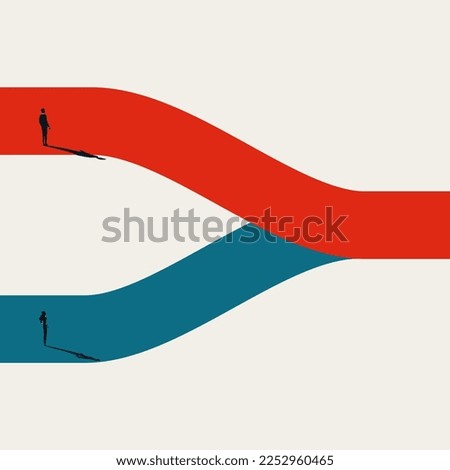 Gender equality vector concept. Symbol of business woman emancipation, cooperation. Minimal design eps10 illustration.