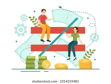 Gender Equality Vector Illustration with Men and Women Character on the Scales Showing Equal Balance and Same Opportunities in Hand Drawn Templates