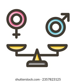 Gender Equality Vector Thick Line Filled Colors Icon For Personal And Commercial Use.

