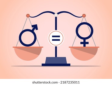 Gender Equality - Weight Scale With Gender Signs Showing Equal Weight