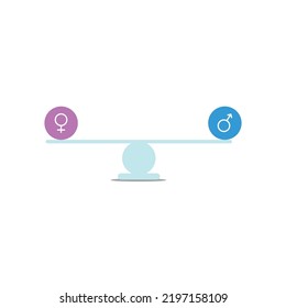 Gender Equality - Weight Scale With Gender Signs Showing Equal Weight.

