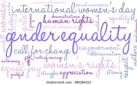 Gender Equality word cloud on a white background. 