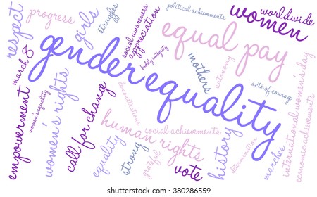 Gender Equality word cloud on a white background. 