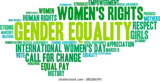 Gender Equality Word Cloud On A White Background. 