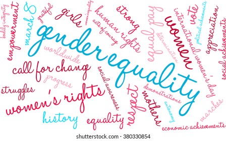 Gender Equality word cloud on a white background. 