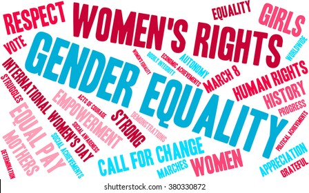 Gender Equality word cloud on a white background. 