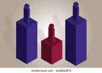 Gender equality in work space isometric vector, isometric gender icons