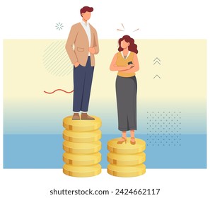 Gender Equality at Workplace and Gender pay equality - ESG - Stock Illustration  as EPS 10 File