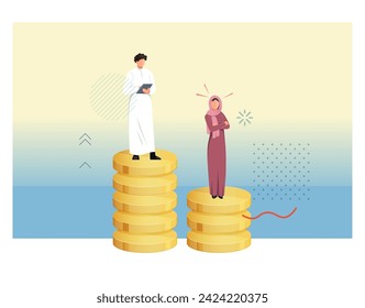 Igualdad de género en el lugar de trabajo e igualdad de remuneración de género en el MENA - ESG - Ilustración de acciones como archivo EPS 10